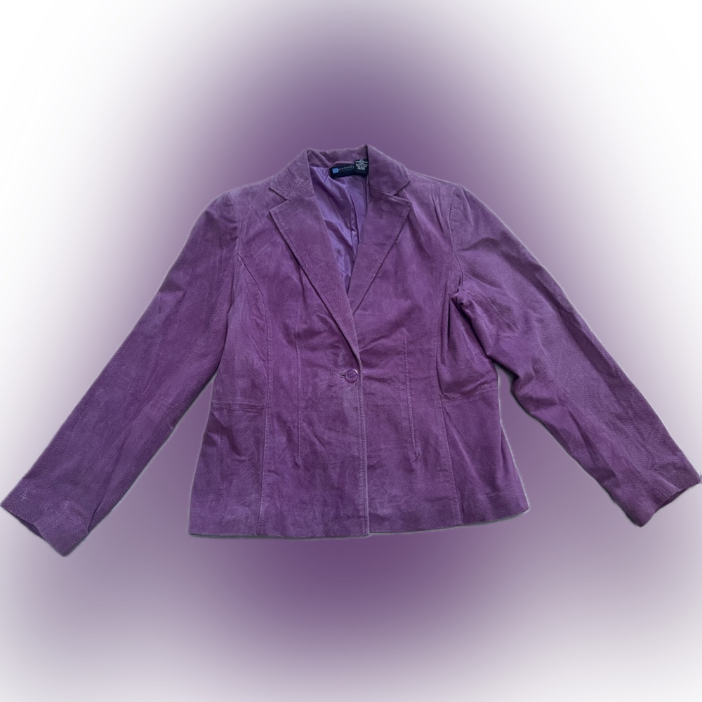 Relativity Purple Suede Leather Blazer Jacket - Picture 1 of 5